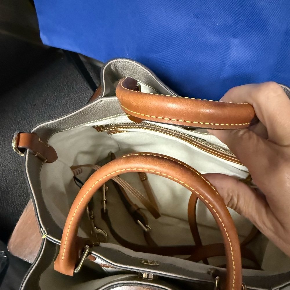Dooney & Bourke Tan and Brown Leather Shoulder Bag - Picture 3 of 10